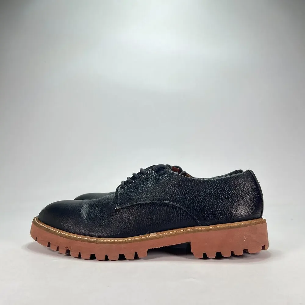 Barneys New York Black Pebbled Leather Lug Sole Derby Dress Shoes Men's Size 12
